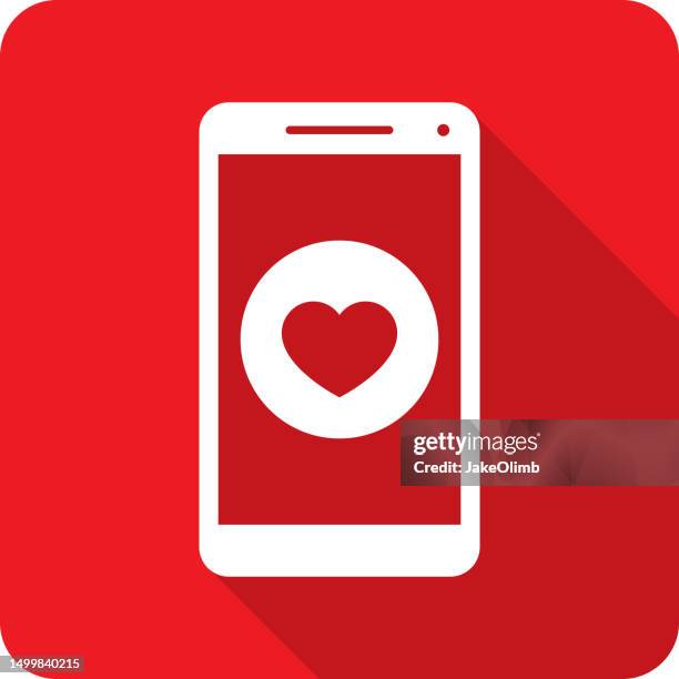 heart smartphone icon silhouette 2 - dating app stock illustrations
