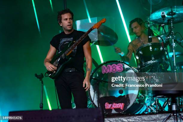 Anthony Gonzalez and Loïc Maurin of M83 performs at Circolo Magnolia on June 19, 2023 in Milan, Italy.