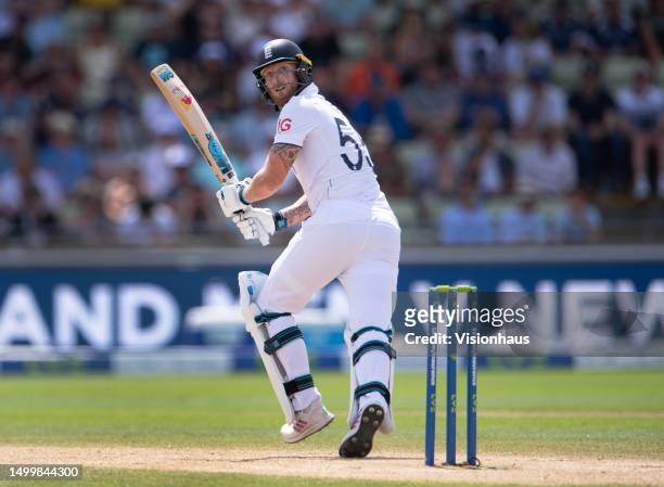 Ben Stokes of England batting during Day Four of the LV= Insurance Ashes 1st Test match between England and Australia at Edgbaston on June 19, 2023...