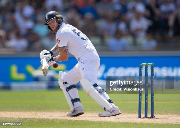 Ben Stokes of England batting during Day Four of the LV= Insurance Ashes 1st Test match between England and Australia at Edgbaston on June 19, 2023...