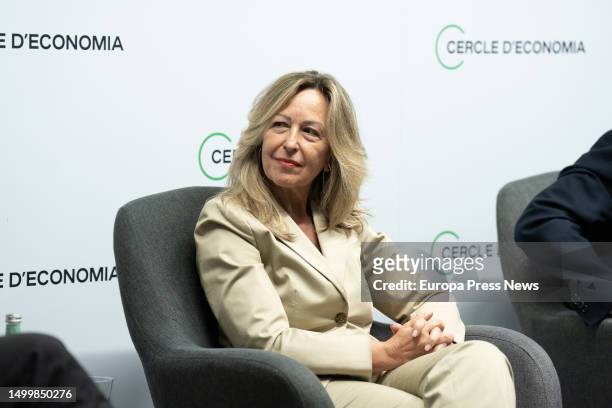 Former minister Trinidad Jimenez during a tribute to the former president of the Circulo de Economia Josep Pique, on 19 June, 2023 in Barcelona,...
