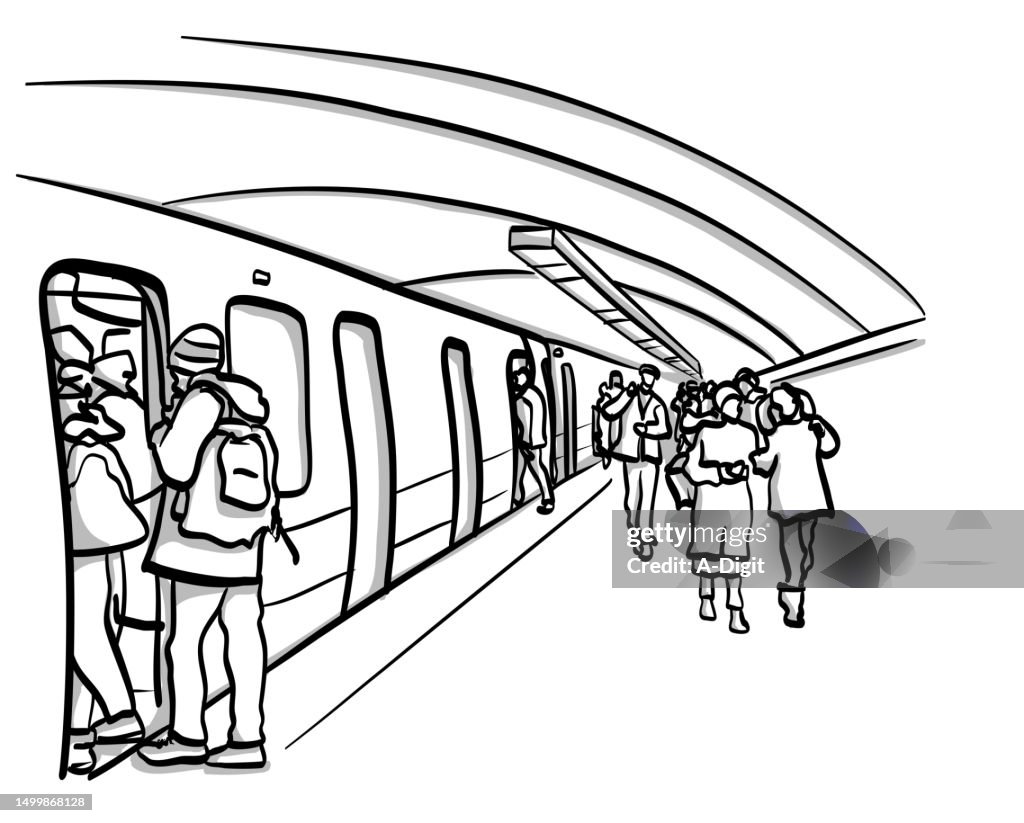 SubwayStationComingAndGoingSketch
