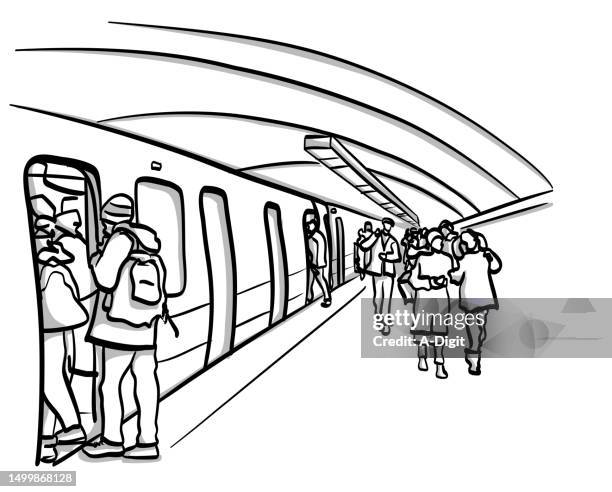 Subwaystationcomingandgoingsketch High-Res Vector Graphic