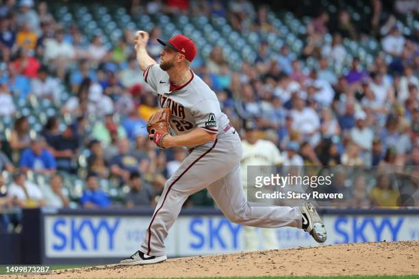 Merrill Kelly of the Arizona Diamondbacks throws a pitch during the second inning against the Milwaukee Brewers at American Family Field on June 19,...