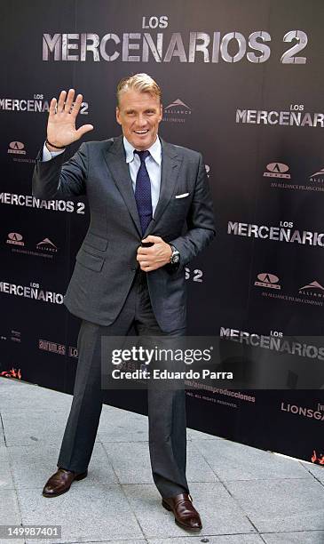 Dolph Lundgren attends 'The Expendables 2' photocall at Ritz hotel on August 8, 2012 in Madrid, Spain.