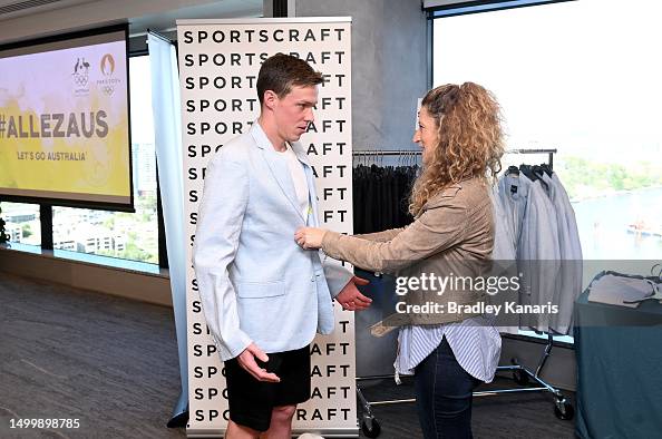 Zac StubbletyCook gets sized up with clothing for the Paris Olympics