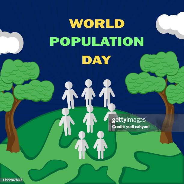 stockillustraties, clipart, cartoons en iconen met world population day with people icon - bevolkingsdichtheid