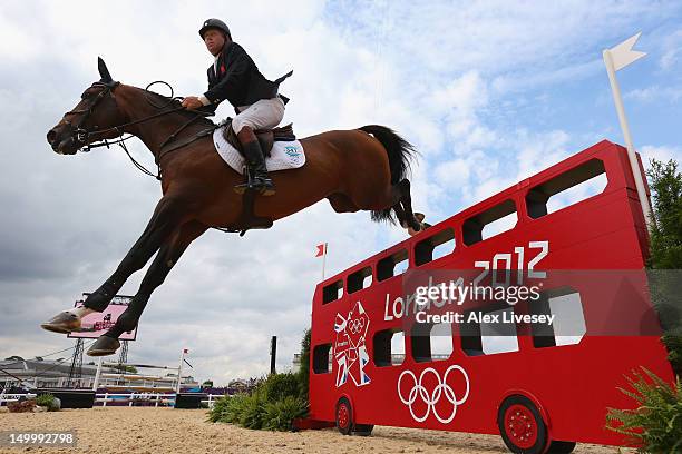 Nick Skelton of Great Britain riding Big Star in the Individual Jumping on Day 12 of the London 2012 Olympic Games at Greenwich Park on August 8,...