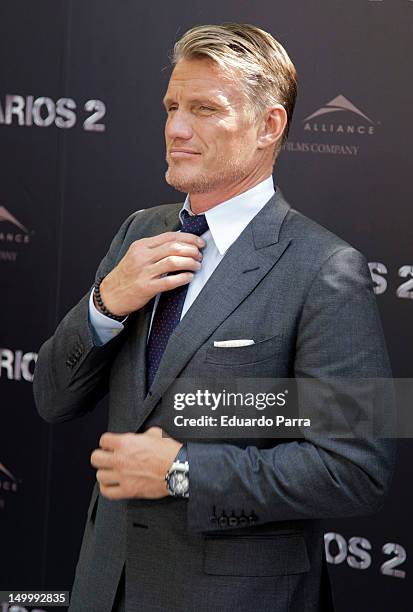 Dolph Lundgren attends 'The Expendables 2' photocall at Ritz hotel on August 8, 2012 in Madrid, Spain.