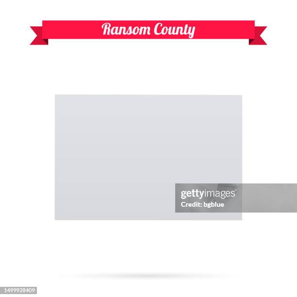 ransom county, north dakota. map on white background with red banner - lisbon stock illustrations