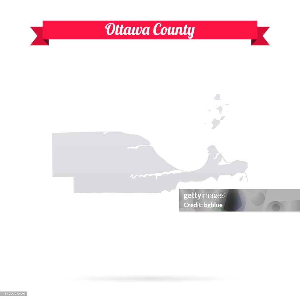 Ottawa County, Ohio. Map on white background with red banner