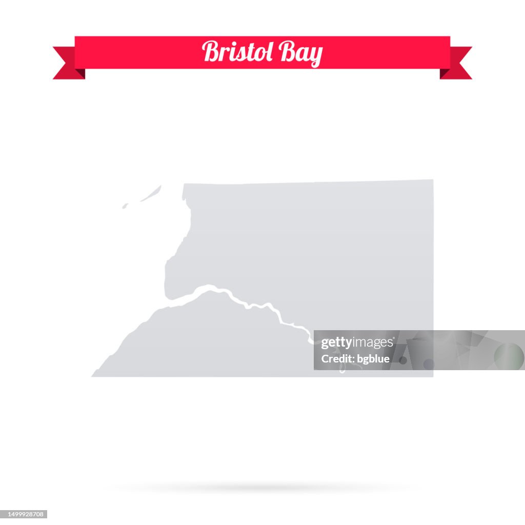 Bristol Bay, Alaska. Map on white background with red banner