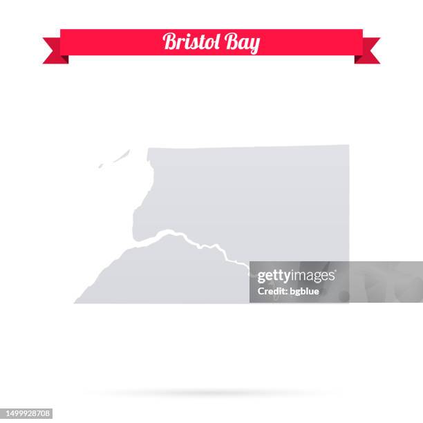 bristol bay, alaska. map on white background with red banner - bristol bay alaska stock illustrations