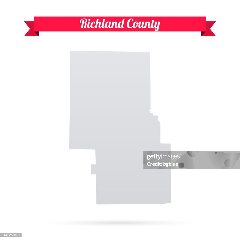 Richland County, Ohio. Map on white background with red banner