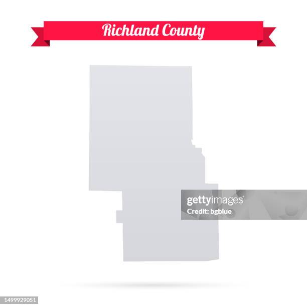 richland county, ohio. map on white background with red banner - mansfield ohio stock illustrations