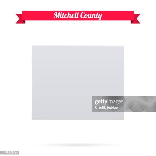 mitchell county, kansas. map on white background with red banner - beloit stock illustrations