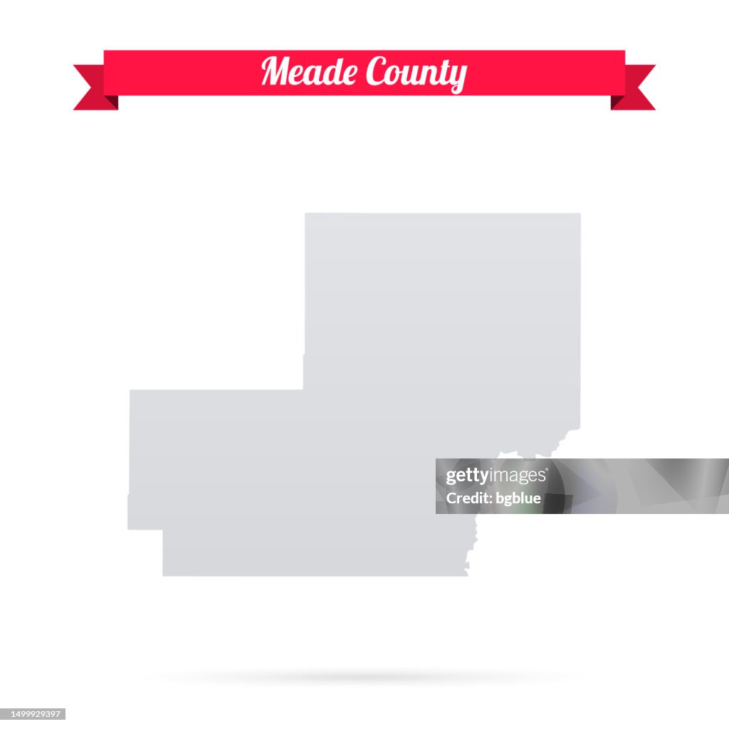 Meade County, South Dakota. Map on white background with red banner