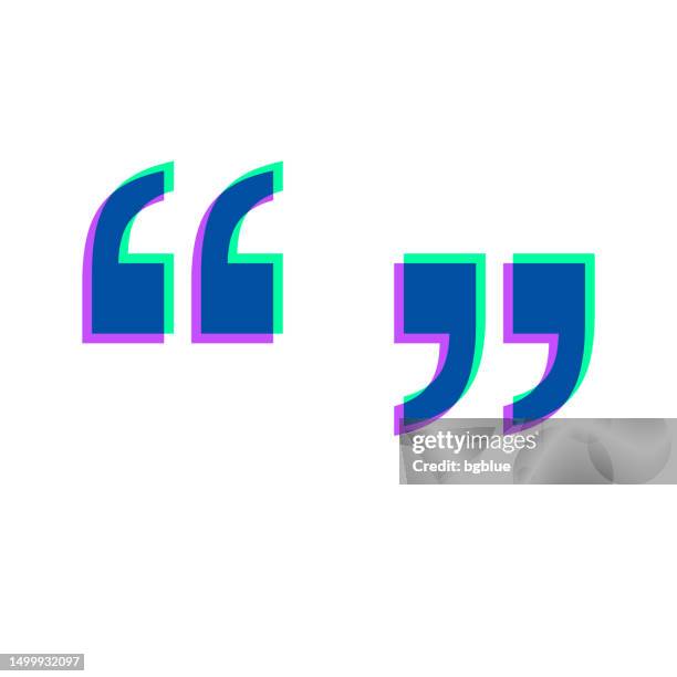 quotation marks. icon with two color overlay on white background - 3d quote mark stock illustrations