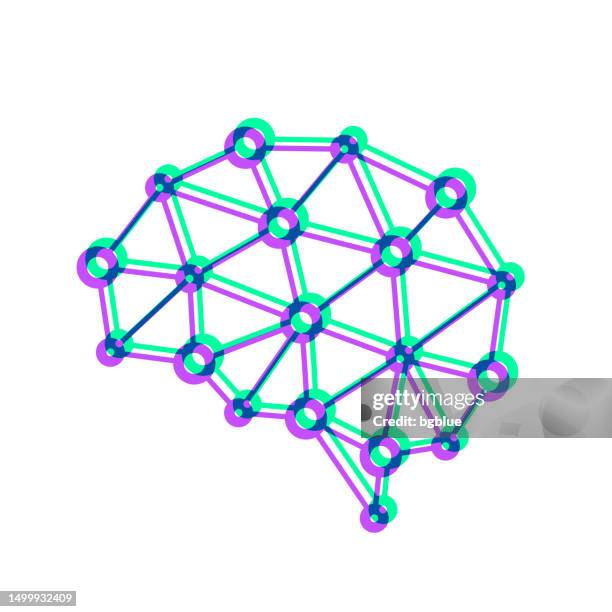 artificial intelligence brain. icon with two color overlay on white background - neural layers machine learning vector stock illustrations