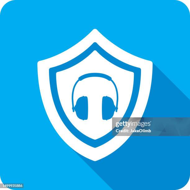 shield headphones icon silhouette - bluetooth security stock illustrations