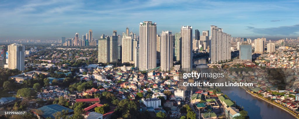 Modern apartment buildings by the Pasig river in Metro Manila