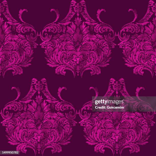 purple damask seamless pattern texture. luxury decorative textile pattern, design element. - damask background stock illustrations