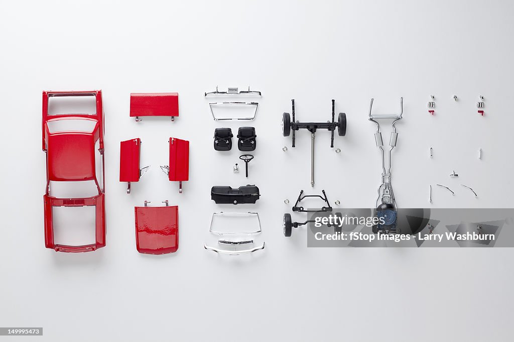 Parts of a model car