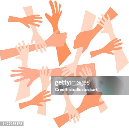 Hand Held Out For Help Unity Hands Reaching Out For Help High-Res Vector Graphic - Getty Images