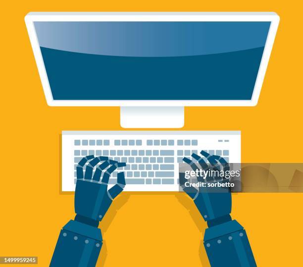 Computer Robot Hand Robotic Hand On Keyboard Photos and Premium High Res Pictures - Getty ...