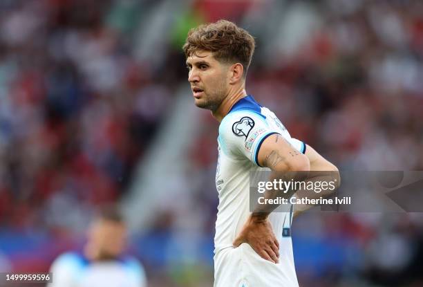 John Stones of England during the UEFA EURO 2024 qualifying round group C match between England and North Macedonia at Old Trafford on June 19, 2023...