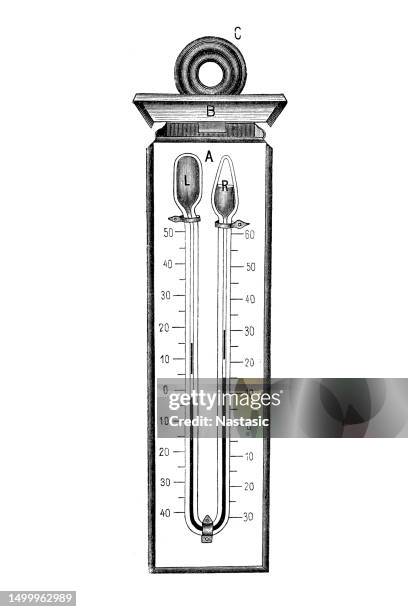sixs maximum minimum thermometer - mercury thermometer stock illustrations