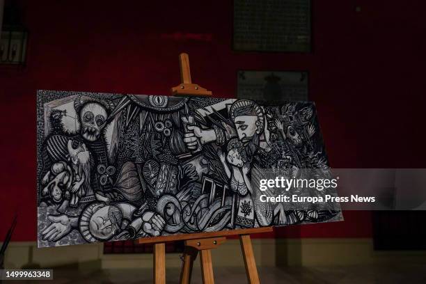 Artwork by painter Oksana Yeromenko, at the opening of the exhibition 'Guernica Refugiado. Not so far and not so long ago' on the occasion of World...