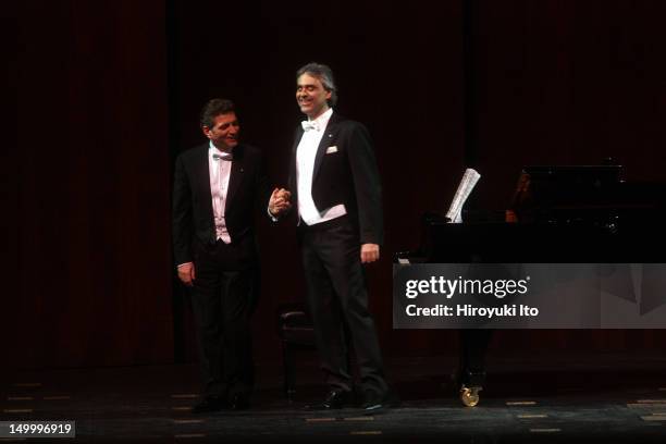 The Italian tenor Andrea Bocelli, accompanied by Vincenzo Scalera, performing songs by Handel, Beethoven, Wagner, Liszt, Strauss, Faure and Gounod to...