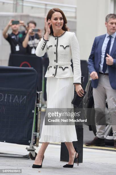 Catherine, Princess of Wales arrives at the reopening of the National Portrait Gallery on June 20, 2023 in London, England. The Princess of Wales is...