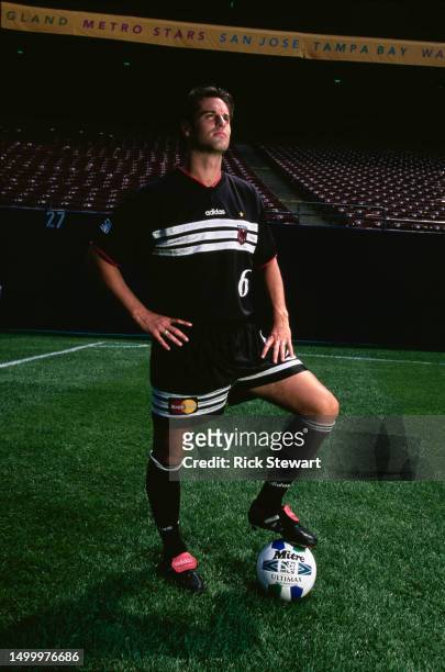 Portrait of John Harkes, Midfielder for the D.C. United of the MLS Eastern Conference poses for a photograph before the MLS All-Star Game on 8th July...