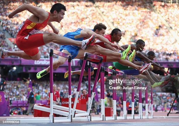 Wenjun Xie of China, Konstantin Shabanov of Russia, Aries Merritt of the United States, Andrew Turner of Great Britain and Selim Nurudeen of Nigeria...