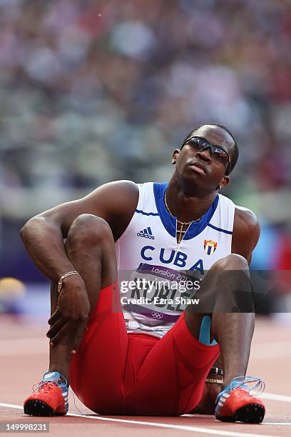 Dayron Robles of Cuba competes in the Men's 110m Hurdles Semifinals on Day 12 of the London 2012 Olympic Games at Olympic Stadium on August 8, 2012...