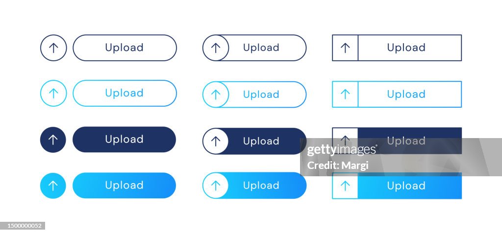 Upload Buttons Set Web Buttons For Ui Ux Design High-Res Vector Graphic ...