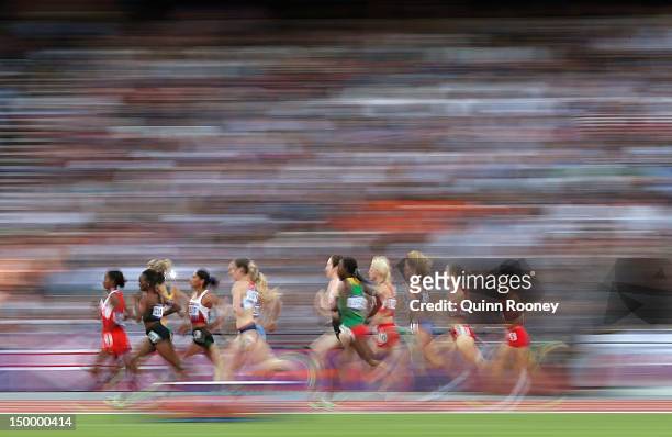 Athletes compete in the Women's 1500m Semifinals on Day 12 of the London 2012 Olympic Games at Olympic Stadium on August 8, 2012 in London, England.