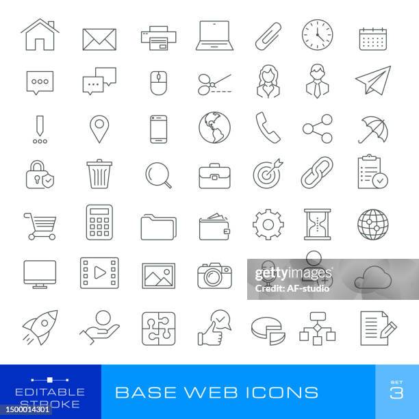 set of icons - base web icons (49 icons). set #2. - hyperlink stock illustrations