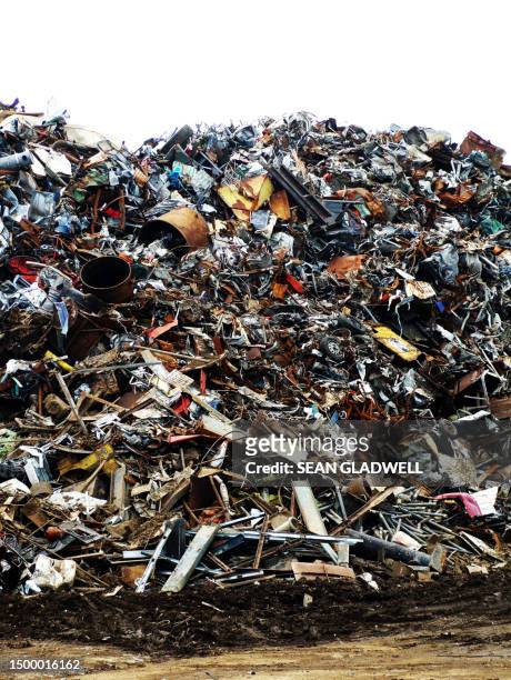 scrap metal yard - heavy metal stock pictures, royalty-free photos & images