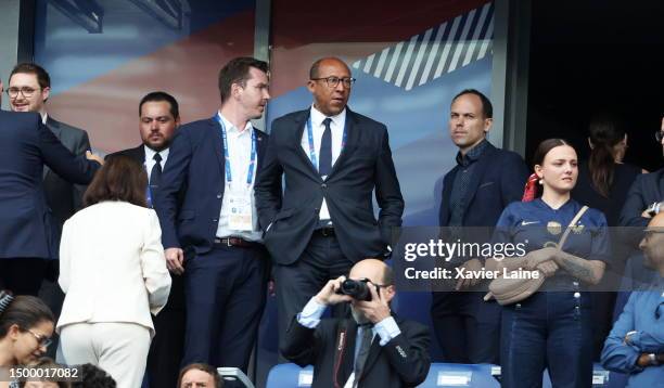 President of French Federation of Football , Philippe Diallo attends the UEFA EURO 2024 qualifying round group B match between France and Greece at...