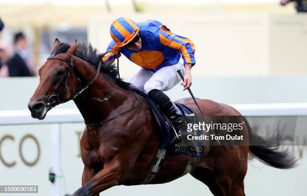 Ryan Moore riding River Tiber wins Coventry Stakes on day one during Royal Ascot 2023 at Ascot Racecourse on June 20, 2023 in Ascot, England.