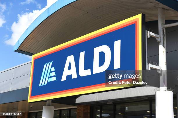 June 2023: Aldi store sign External Store Sign London, England.