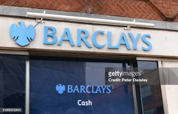 June 2023: Barclays Bank store sign External Store Sign London, England.