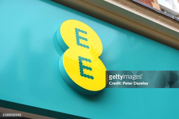 June 2023: EE Phone store sign External Store Sign London, England.