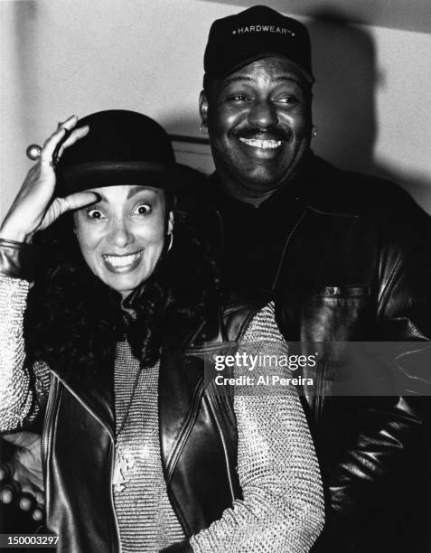 House music pioneer and DJ Frankie Knuckles and MTV VJ Downtown Julie Brown attend an event at the Tribeca Grill in circa 1988 in New York, New York.