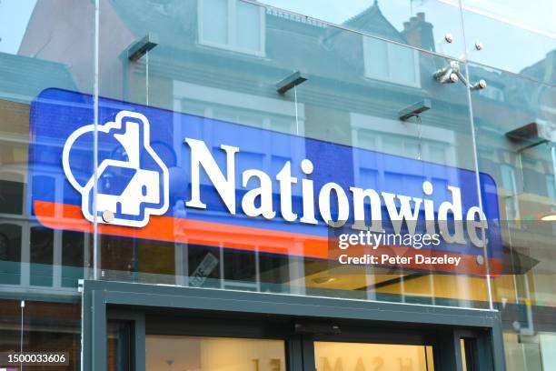 June 2023: Nationwide Building Society store sign External Store Sign London, England.