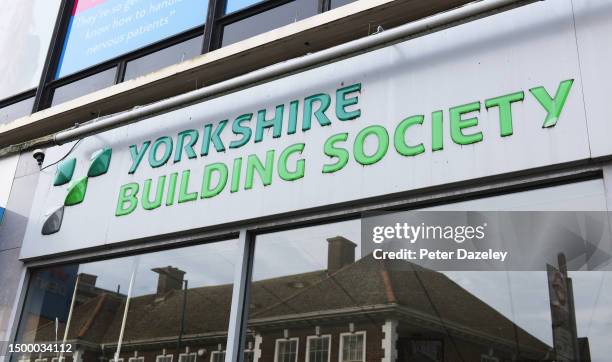 June 2023: Yorkshire Building Society store sign External Store Sign London, England.