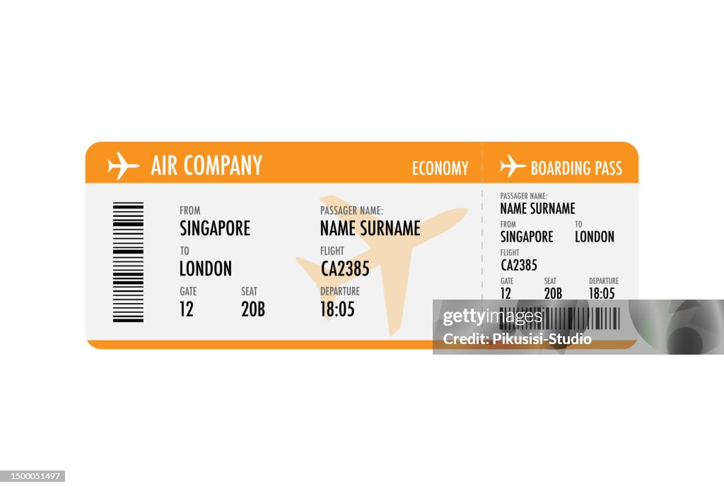 Boarding Design/color Airline Ticket Boarding Pass Template Isolated On White Background ...